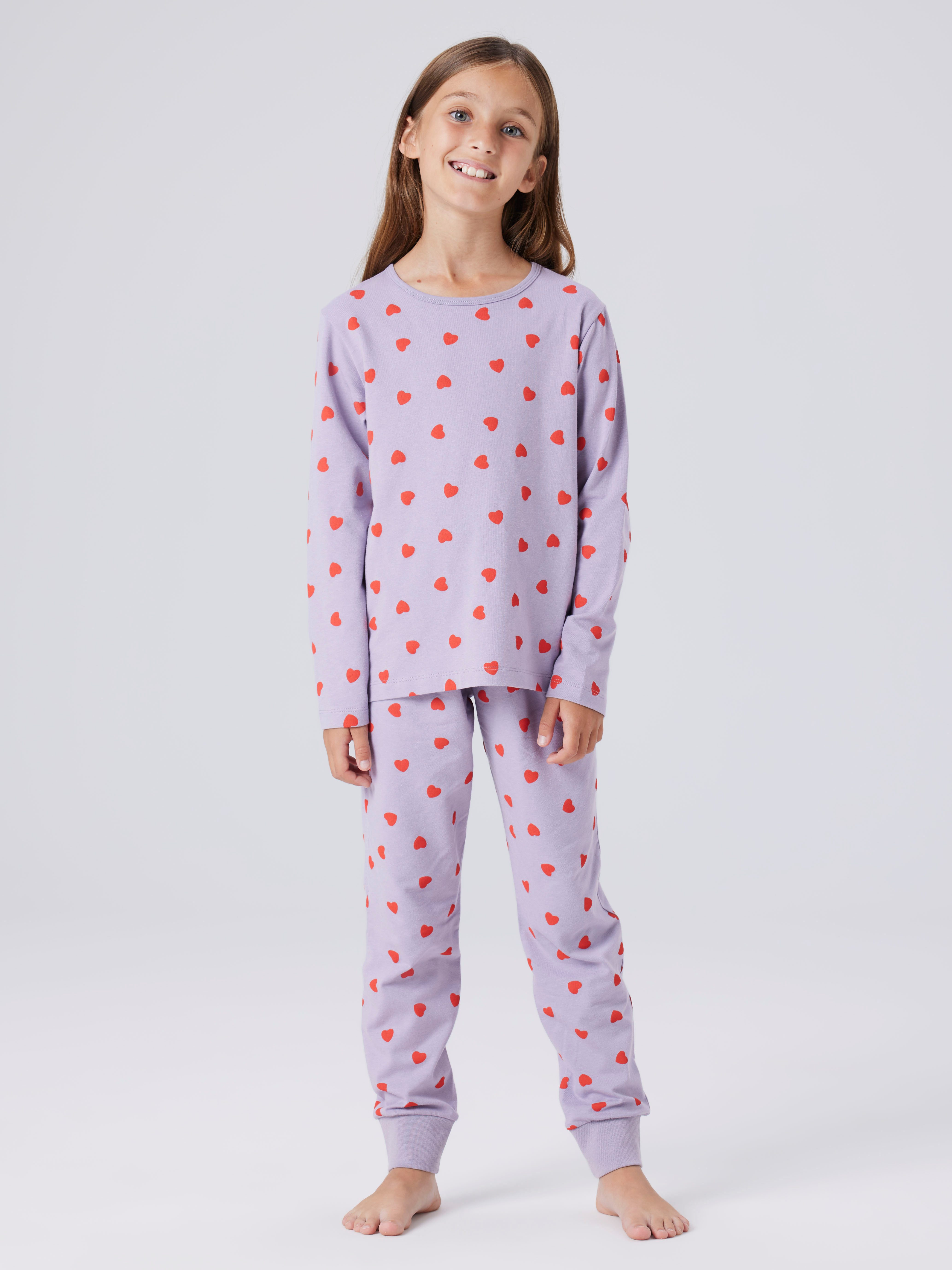 Name It Schlafanzug NKFNIGHTSET LAVENDER HEARTS NOOS (Set, 2 tlg) im tollen Herzen-Alloverdruck