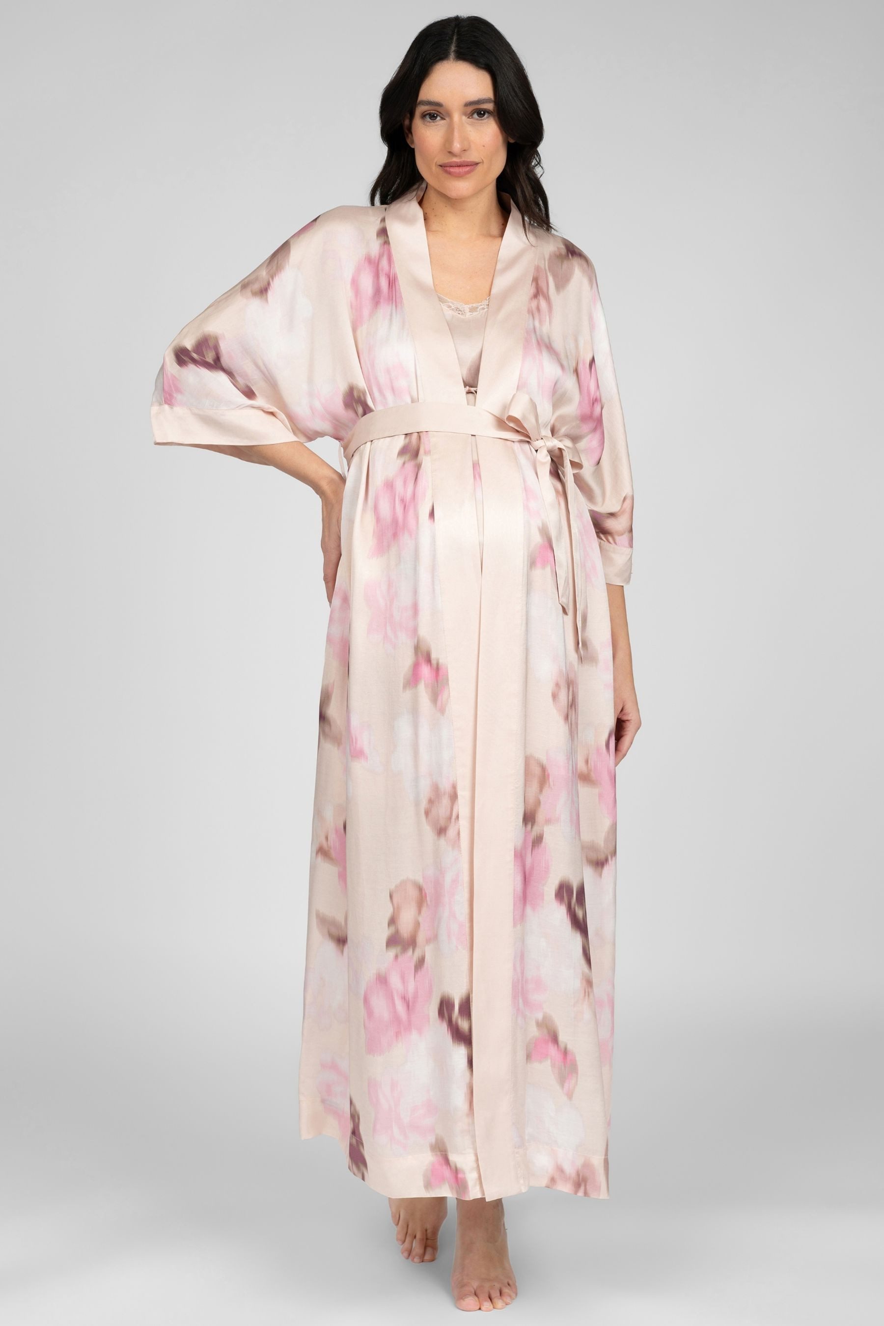 Seraphine Damenbademantel Seraphine Umstandskimono aus Satin, Viskose