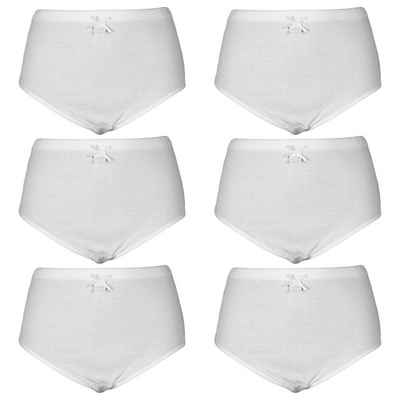 TEXEMP Taillenslip 6er Pack Damen Slips Baumwolle Slip Schlüpfer Höschen Unterhosen Weiß Damenunterhose 36-58 (Packung, 6er-Pack) Langlebig & Robust