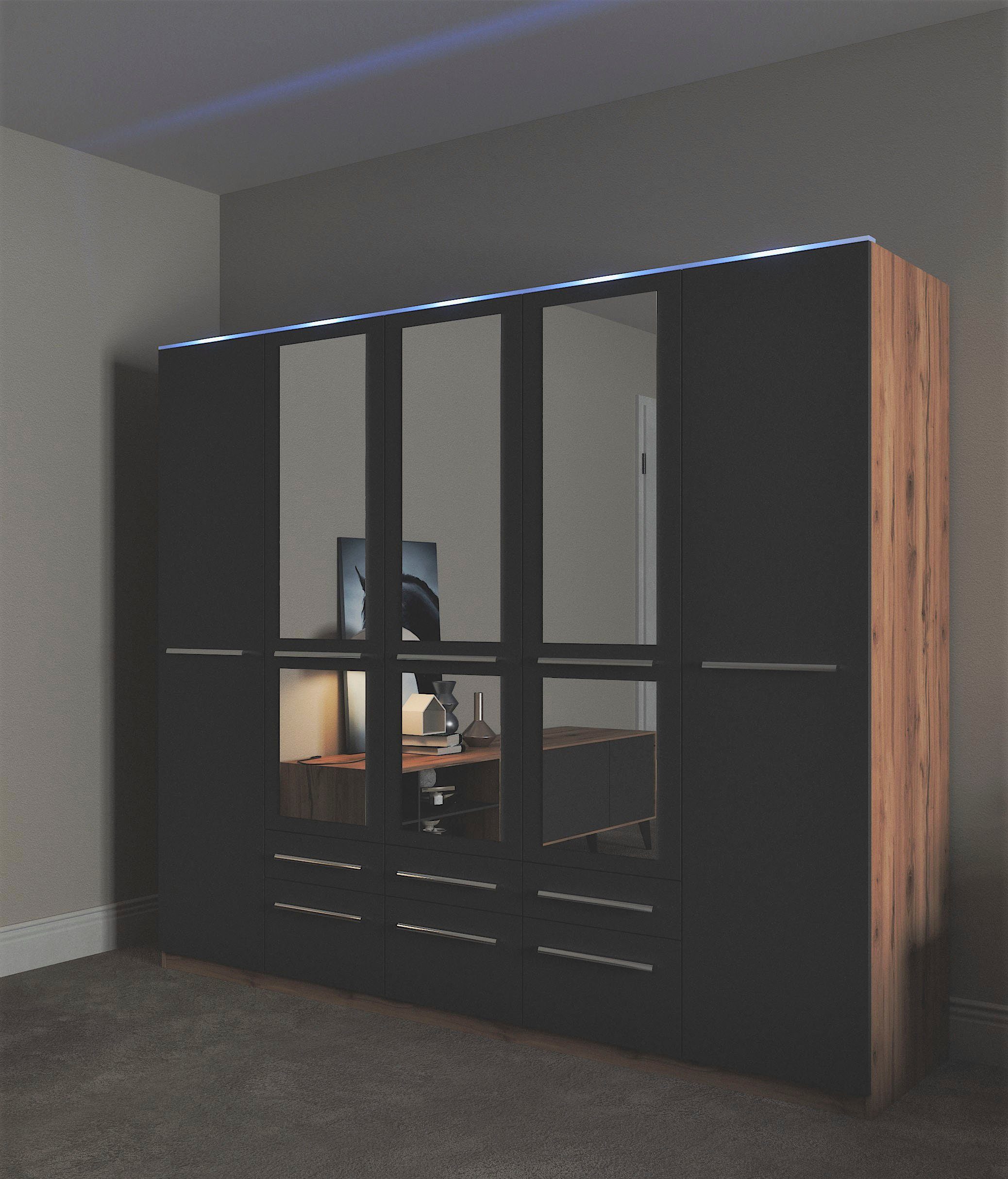 priess Kleiderschrank Schrank Garderobe Wäscheschrank Barcelona in 5 Breiten viel Stauraum, geräumige Schubkästen, mit Spiegel, MADE IN GERMANY