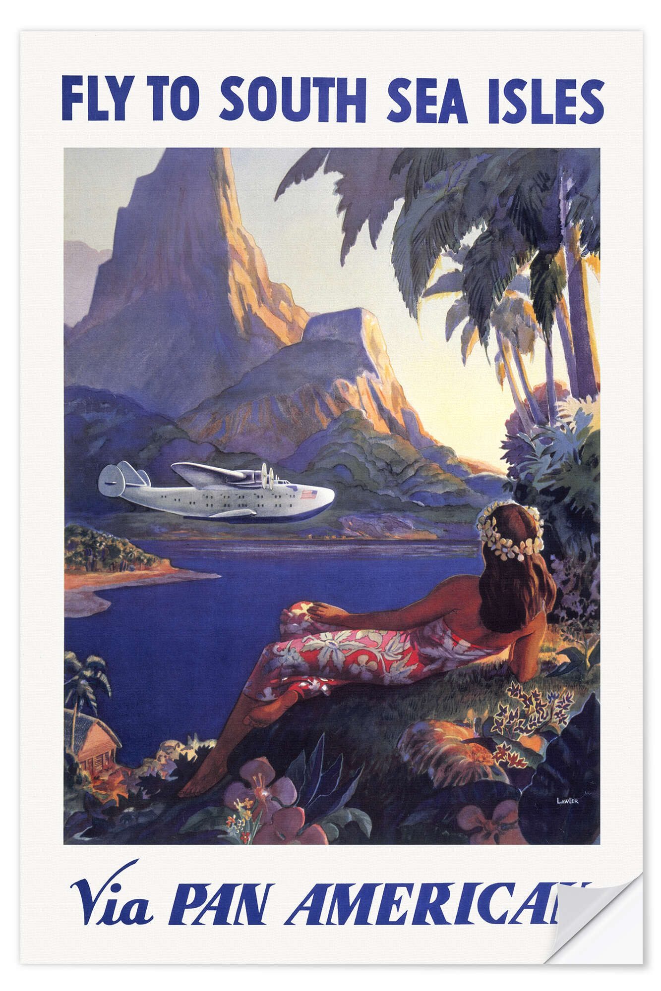 Posterlounge Плакат Vintage Travel Collection, Fly to South Sea Isles via Pan Am, Vintage