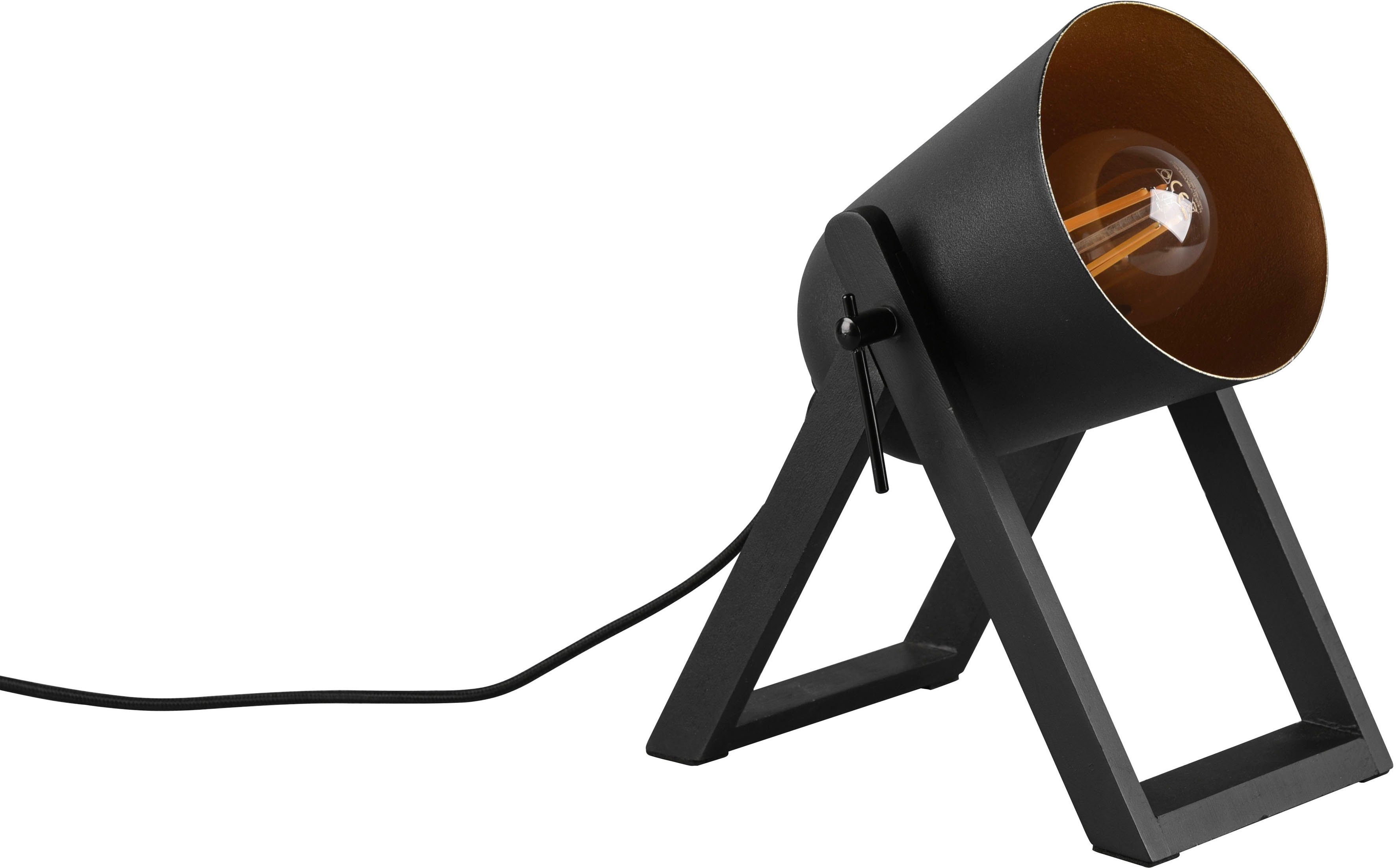 TRIO Leuchten Schreibtischlampe Marc, Ein-/Ausschalter, max Holz-Tischleuchte 1xE27 - warmweiß kaltweiß, ohne Winkel Leuchtmittel, 25W exkl verstellbar Metallschirm