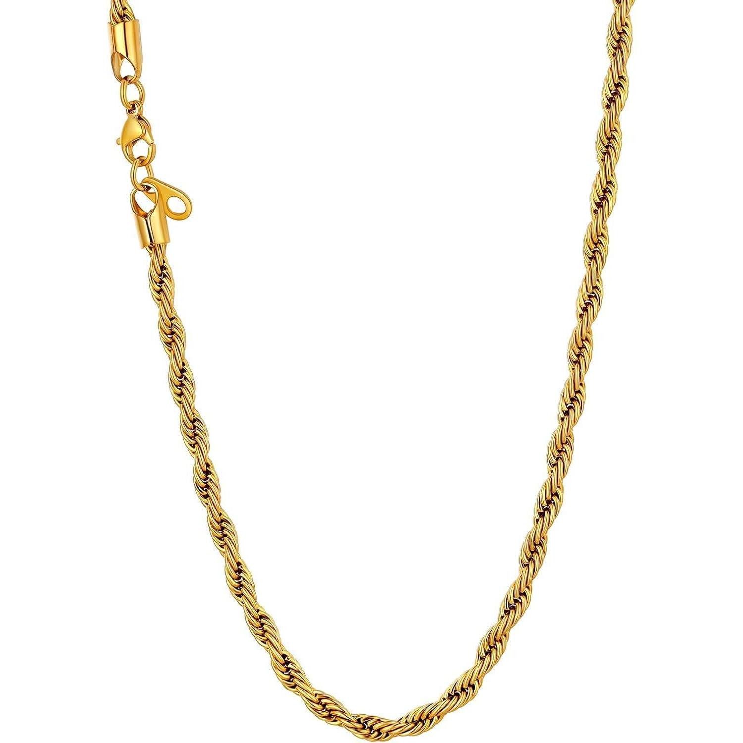 LuxusKollektion Kette ohne Anhänger Kordelkette Herren Damen Edelstahl 18k Gold(3mm) 51.0 Zentimeter