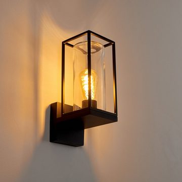 hofstein Außen-Wandleuchte »Besana« Wandlampe aus Metall, Schwarz, 2 Gläser Bernsteinfarben/Klar, ohne Leuchtmittel, Industrial Style Außenlampe mit Lichteffekt an der Wand, E27, IP44