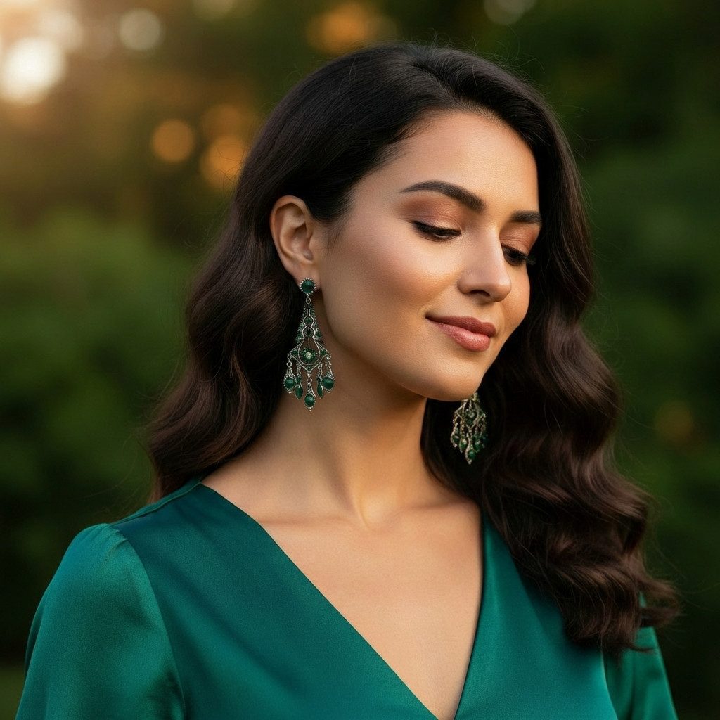 The Beauty House Ohrring-Set Vintage Boho Ohrhänger Damen – Ethno Schmuck mit Edelstein Design