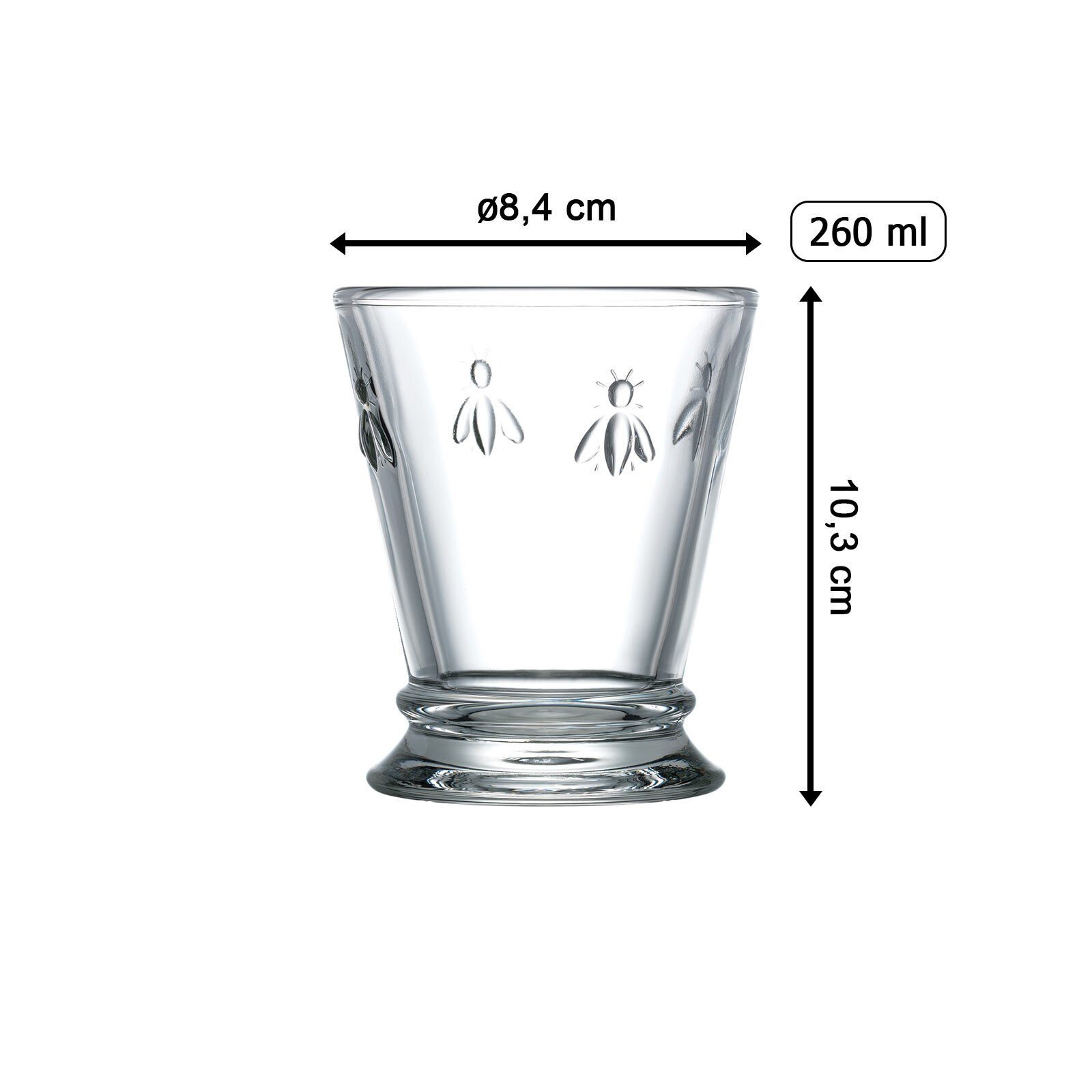 La Rochere Glas Biene Abeille Wassergläser 260 ml 6er Set, 6-tlg., Glas