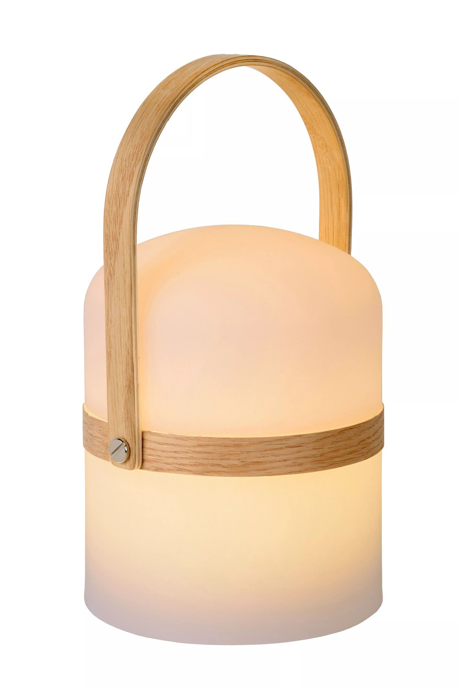 Licht-Erlebnisse Gartenleuchte ZIRU, LED fest integriert, Warmweiß, Akku LED dimmbar Holz rund Ø 14,5 cm 26,5 cm hoch IP44 Weiß Natur