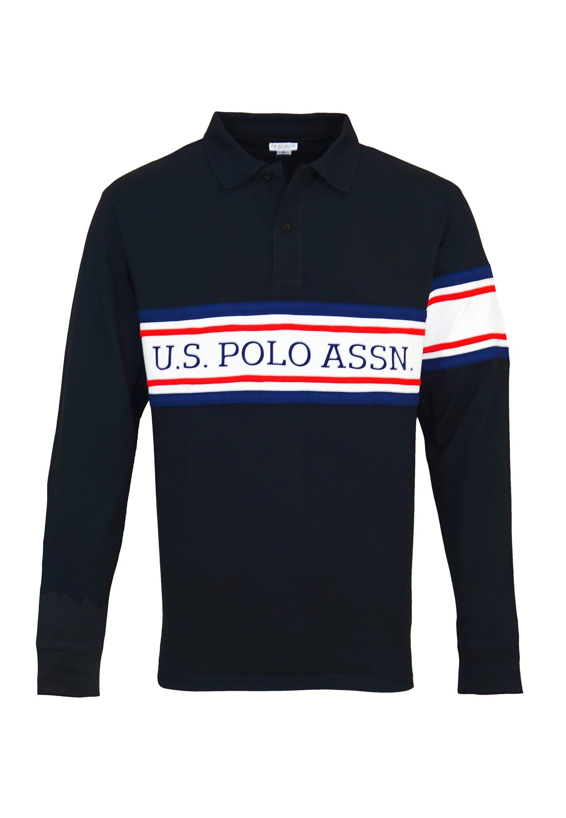 U.S. Longsleeve Assn Shirt Polo Poloshirt schwarz (1-tlg) Poloshirt