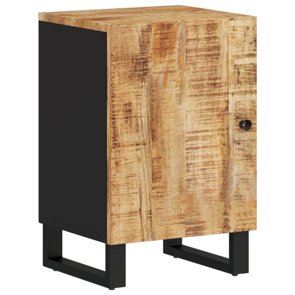 furnicato Badkommode Badschrank aus Vollholz mit Eisenbeinen 38x33x58 cm in Naturfarbe, Stabiles Badezimmermöbel mit zwei Fächern und flexibler Türmontage