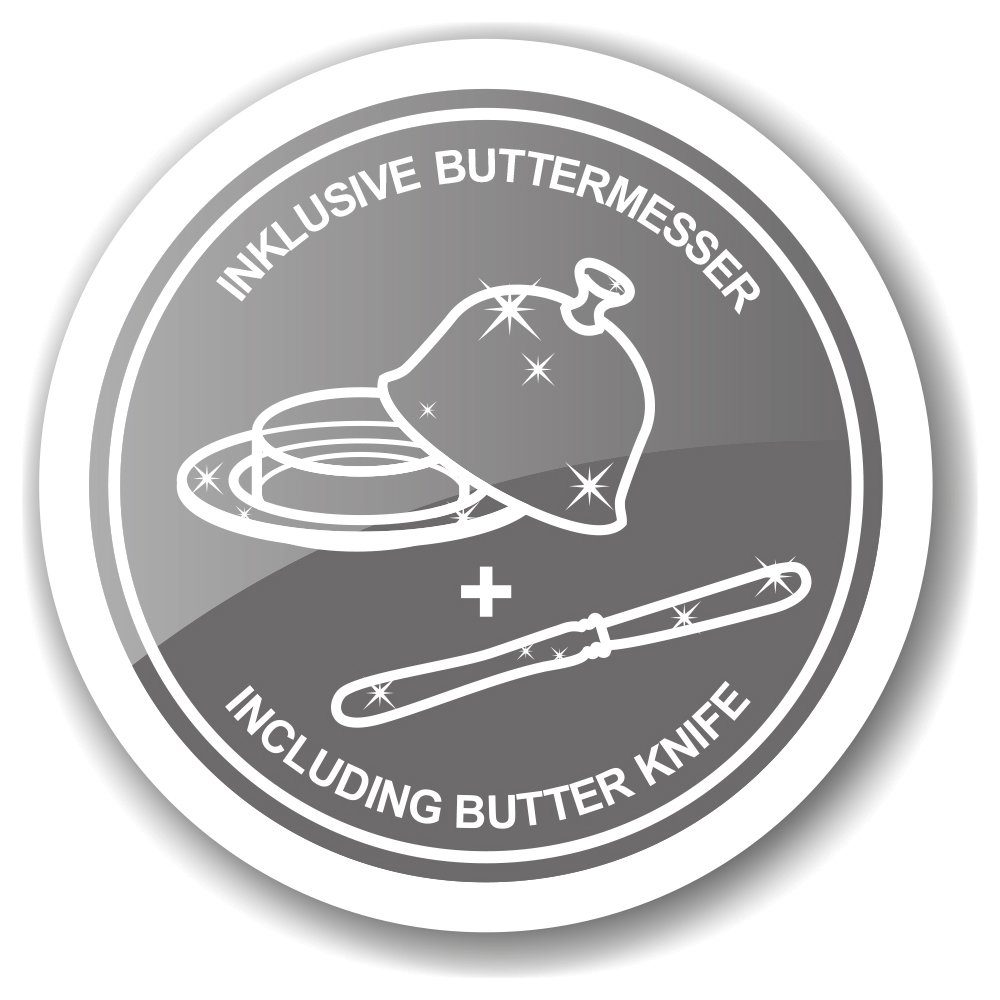 Butterschale, zur - 180 inkl. mit Butterglocke ca. & Deckel (2-tlg), aus - EDZARD anlaufgeschützt Mary, Versilberte Stahl, gr Butterdose Aufbewahrung Butter Buttermesser für -