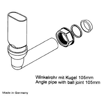 keenberk Ab- und Überlaufgarnitur Keenberk Ablauf-Set für rechteckigen Überlauf mit Kugelgelenk und 1"
