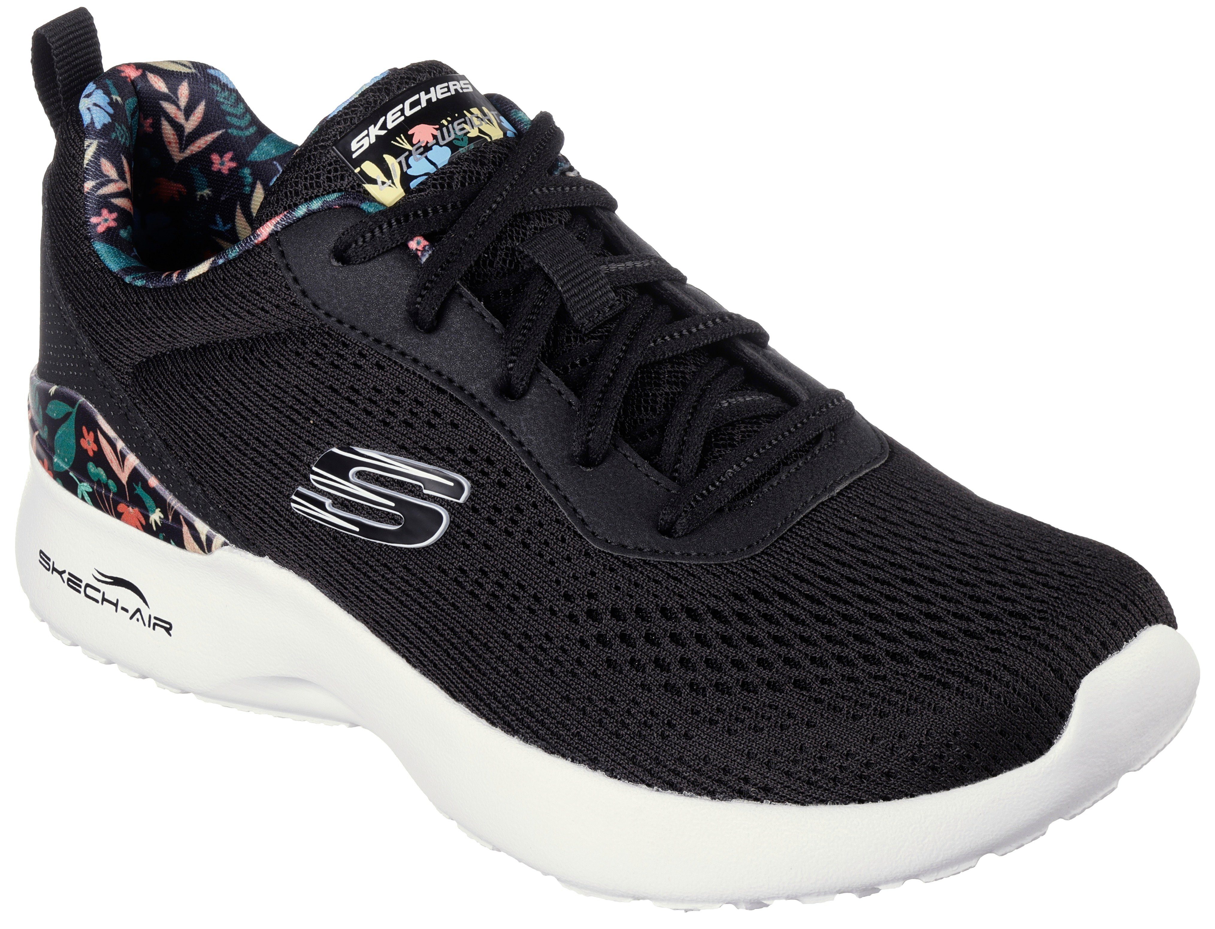 Skechers SKECH-AIR DYNAMIGHT LAID OUT Sneaker mit buntem Print an der Ferse schwarz-meliert