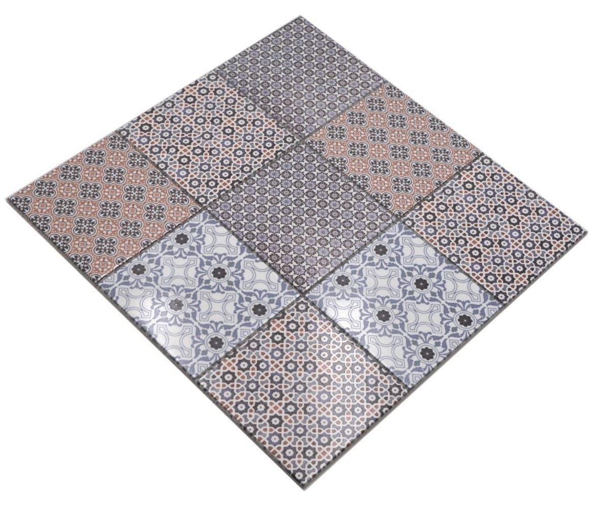 Mosani Mosaikfliesen Retro Vintage grau Mosaik blau weiß Küche orange Fliesenspiegel