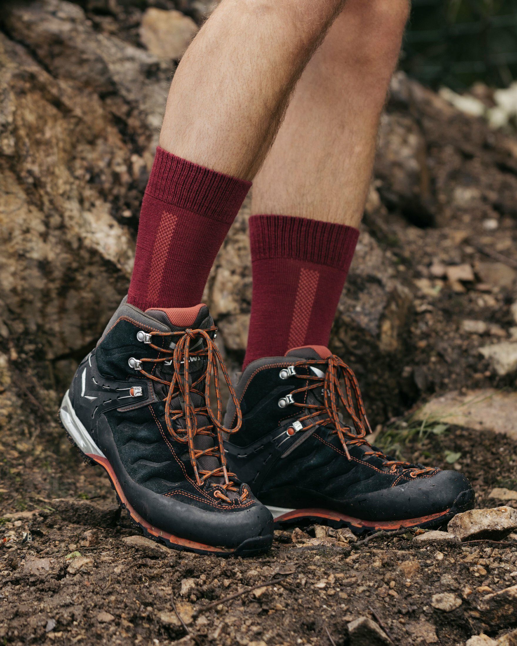 SNOCKS Wandersocken Hiking Socks für garantiert keine (1-Paar) Schweißfüße mit Merinowolle, Damen 04 & Grau Herren