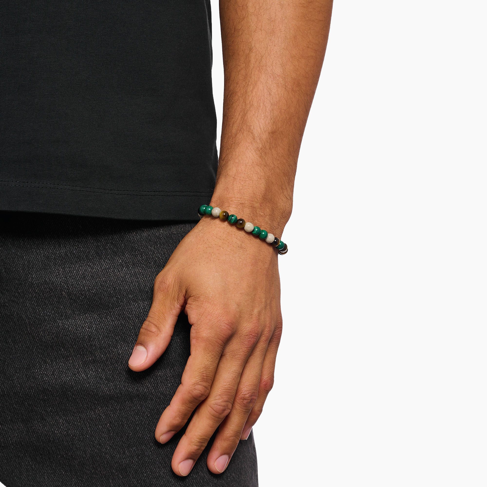 THOMAS SABO Armband Bead Armband, mit Malachit, Tigerauge, Jaspis