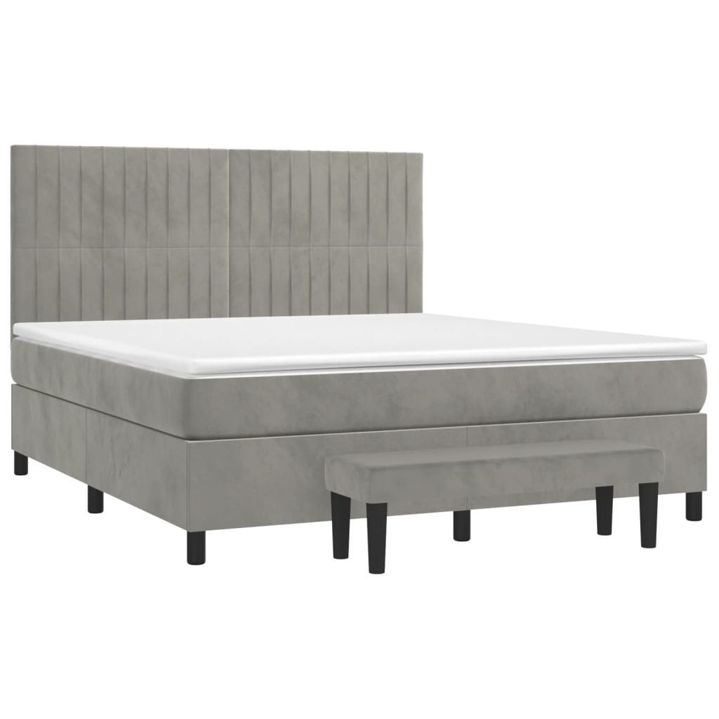 Bett Boxspringbett mit Matratze Hellgrau 180x200 cm Samt