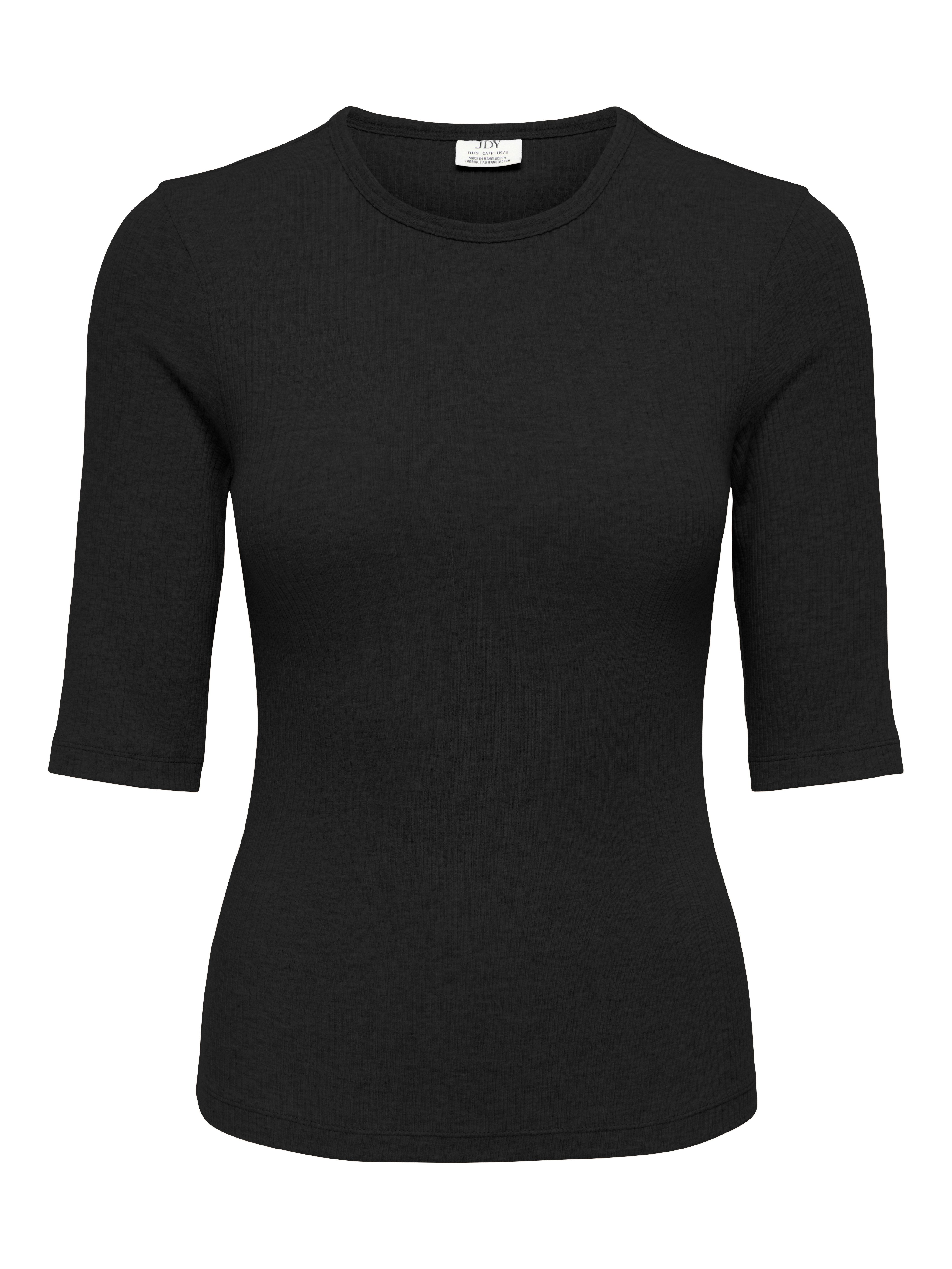 JDY Rundhalsshirt JDYRENO 2/4 O NECK TOP JRS DIA Baumwollmischung