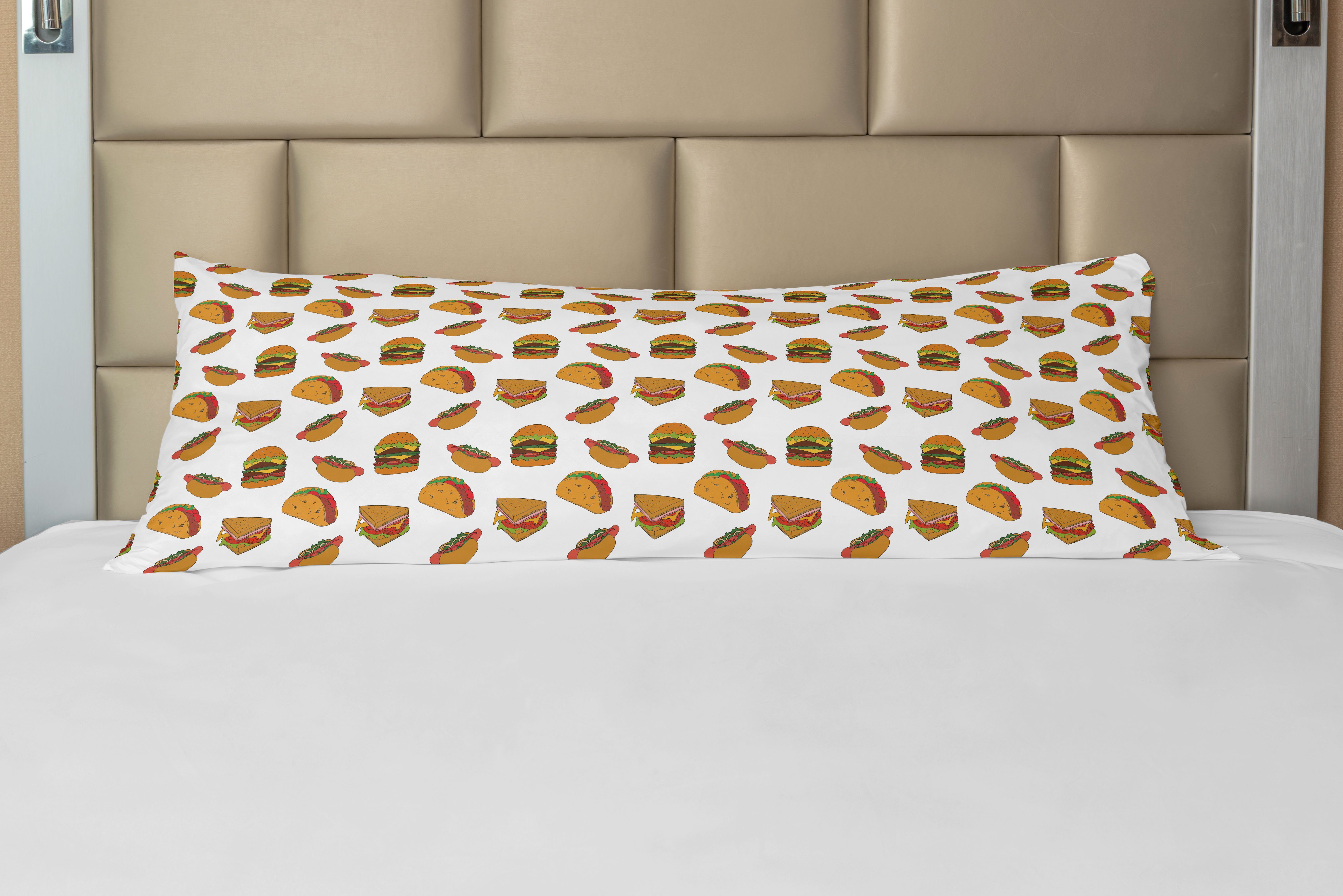 Seitenschläferkissenbezug Deko-Akzent Langer Kissenbezug, Abakuhaus, Fast Food Burgers Sandwiches Sketch