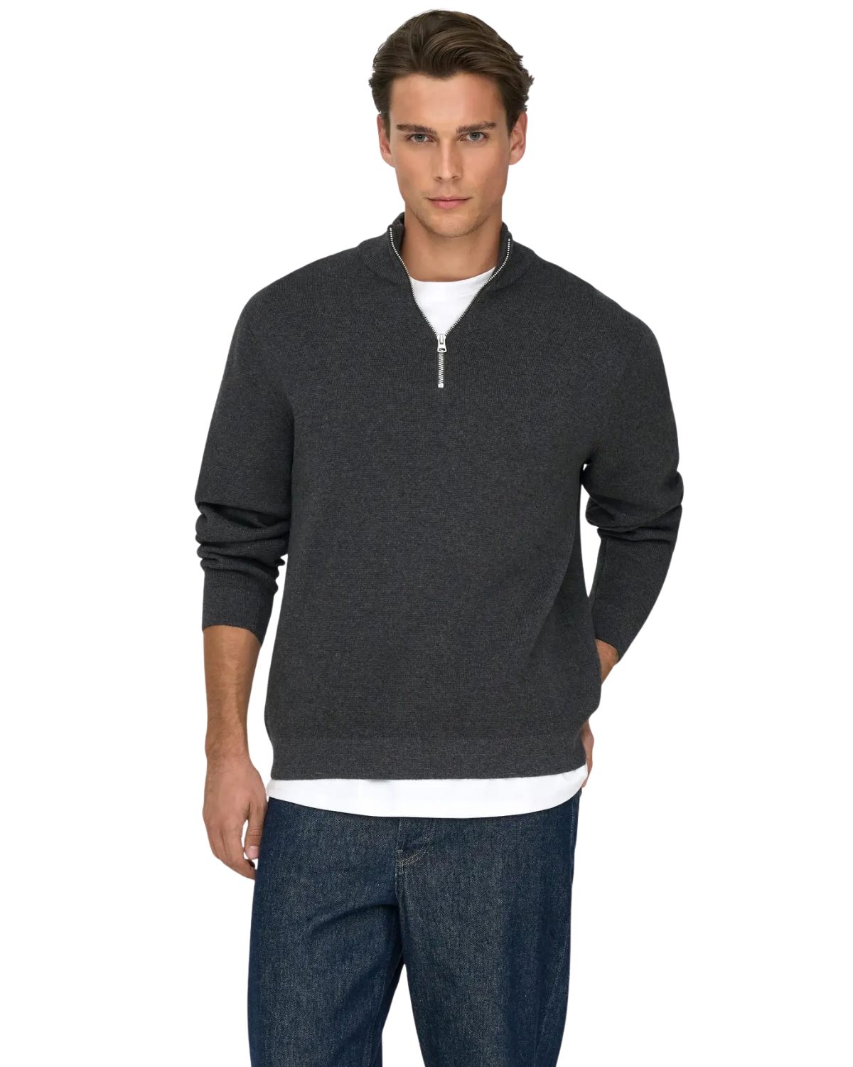ONLY & SONS Strickpullover mit Stehkragen und Reißverschluss günstig online kaufen
