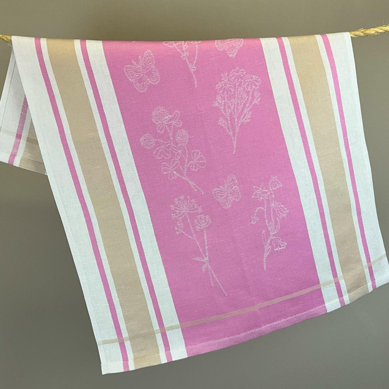 Kracht Geschirrtuch Wildblumen, (Set, 3-tlg., 3-teilig), Geschirrtücher ca. 50 x 70 cm Halbleinen Jacquard