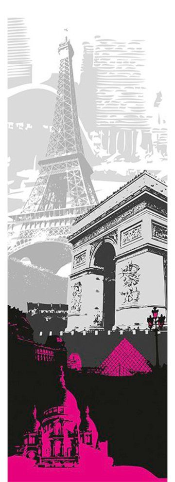 Architects Paper Fototapete Paris, (1 St), Grafik Tapete Stadt paris Grau Pink Panel 1,00m x 2,80m