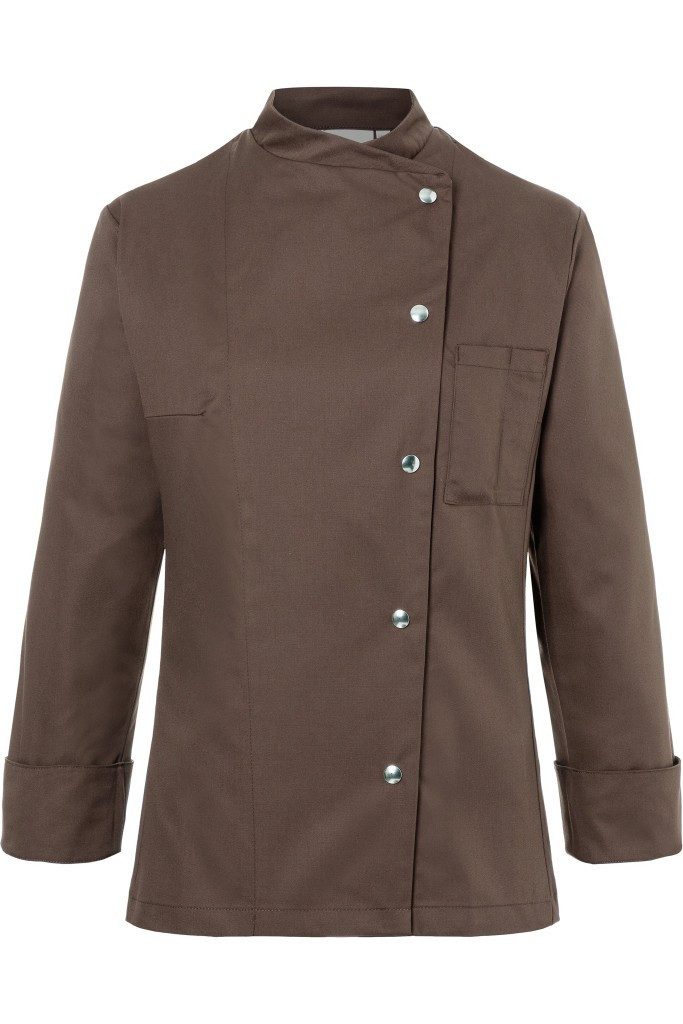 Karlowsky Fashion Kochjacke KARLOWSKY Damen Kochjacke LARISSA Druckknöpfe Hellbraun