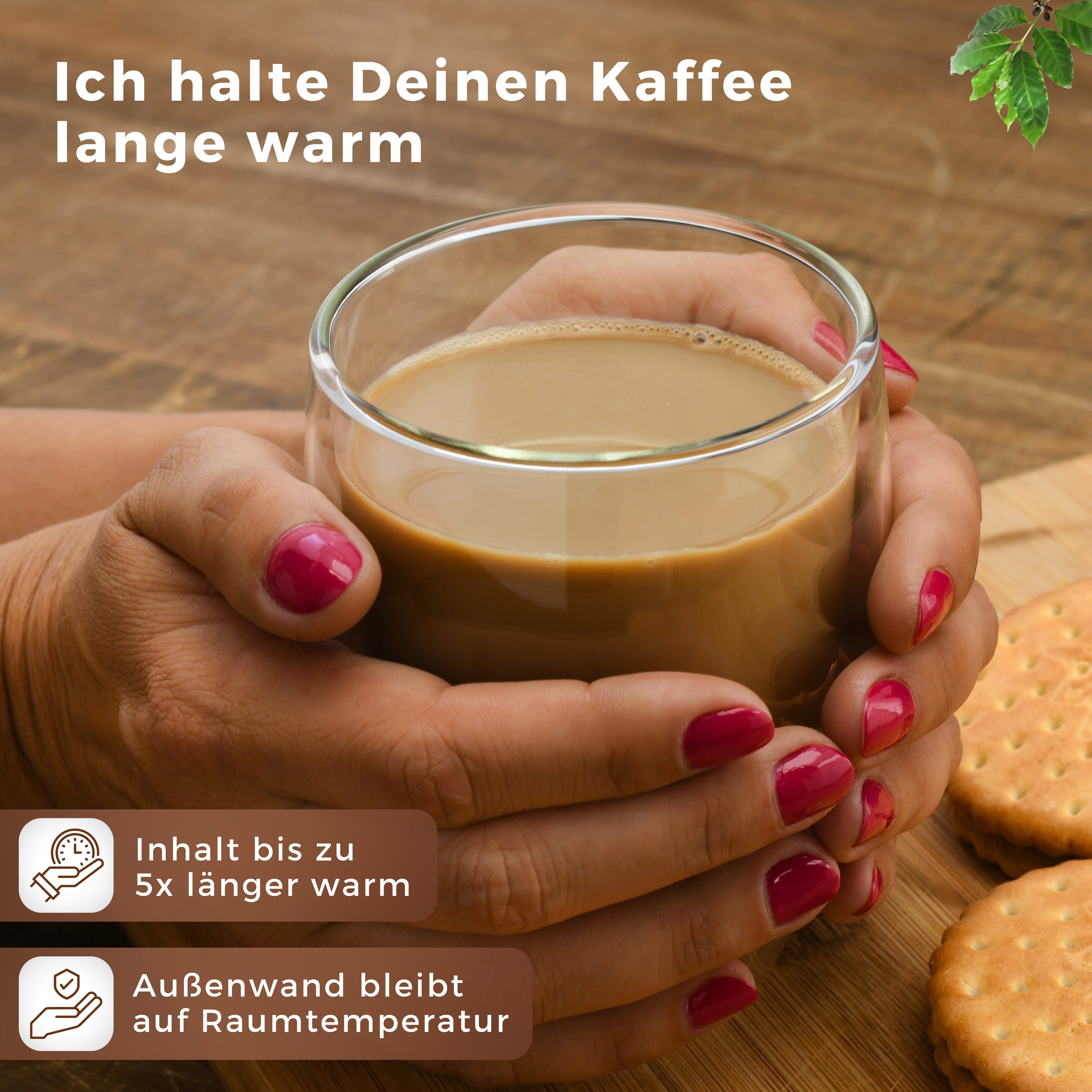 LAPRESO Latte-Macchiato-Glas Doppelwandig, Thermogläser Kaffeegläser Set 350 & 450 ml, 6-tlg., Borosilikatglas, 6er Set