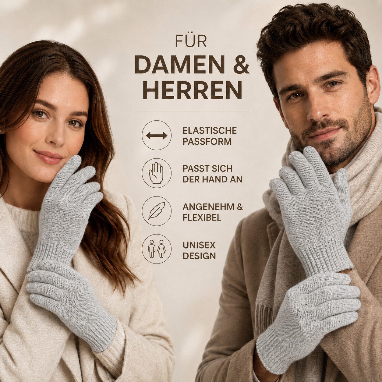 herémood Strickhandschuhe Handschuhe Winter für Damen Herren, Winterhandschuhe, Sport & Fahrrad vollständig bedeckte Finger, Testsiegel SEHR GUT (Note 1,1) – Bild 4 von 5