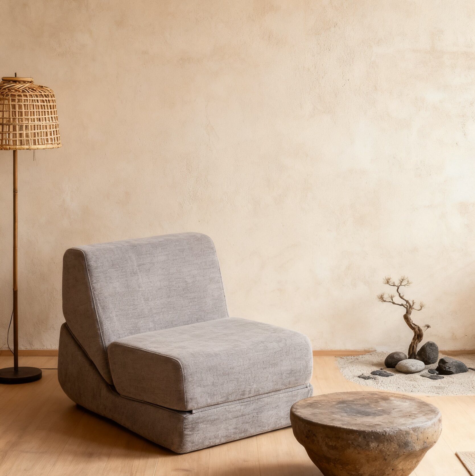 OKWISH Sofa Loungesofa, Klappbares Schlafsofa, Umwandelbare Mini Lounge Couch aus Schaumstoff, 3-fach faltbar, ideal als Chaiselongue für kleine Räume