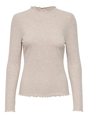 ONLY T-Shirt Dünnes Langarm Shirt Stehkragen Longsleeve ONLEMMA (1-tlg) 3878 in Beige