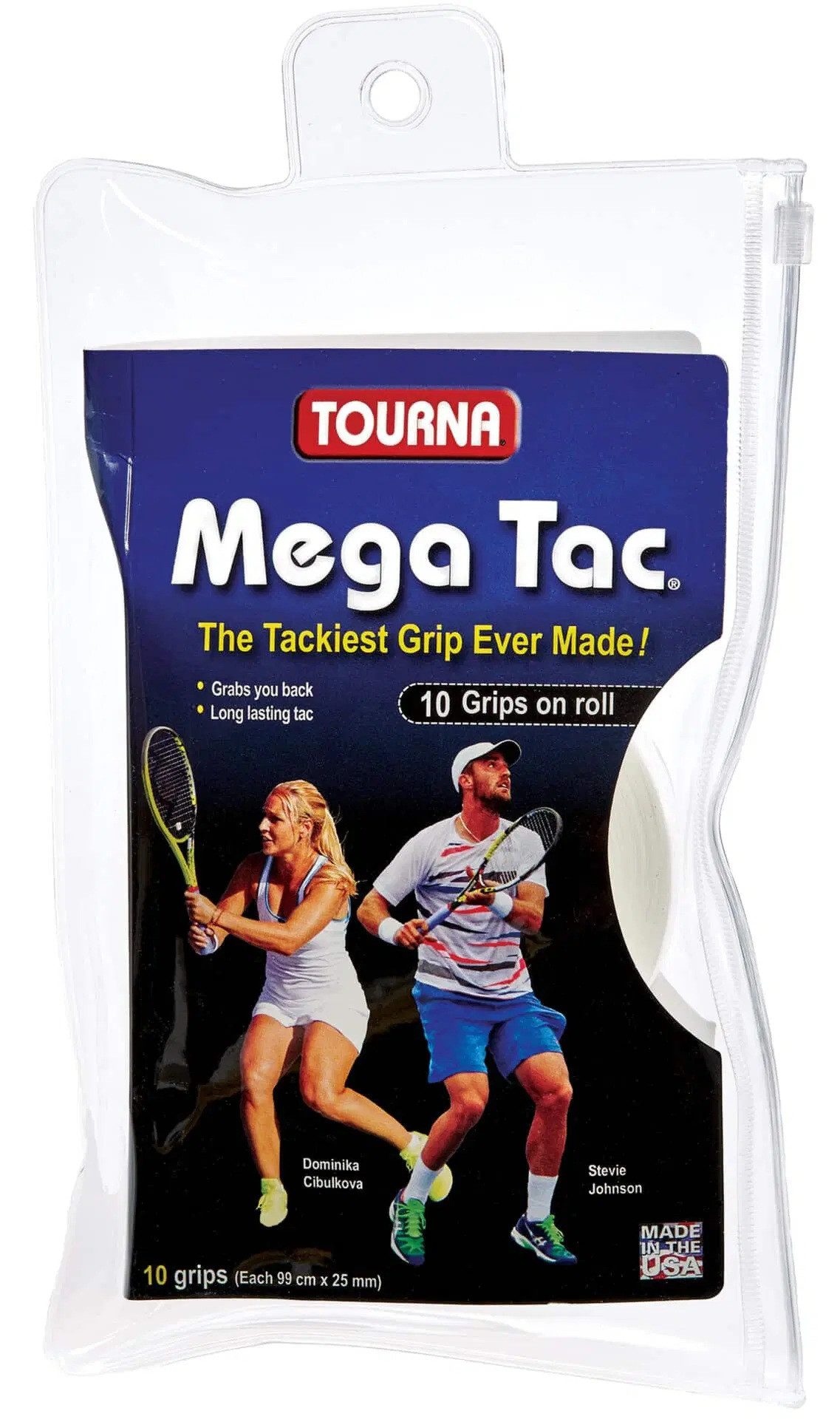 Tourna Grip Europe GbR Griffband Overgrip Mega Tac (extreme Griffigkeit, haltbar, breit) weiss 10er