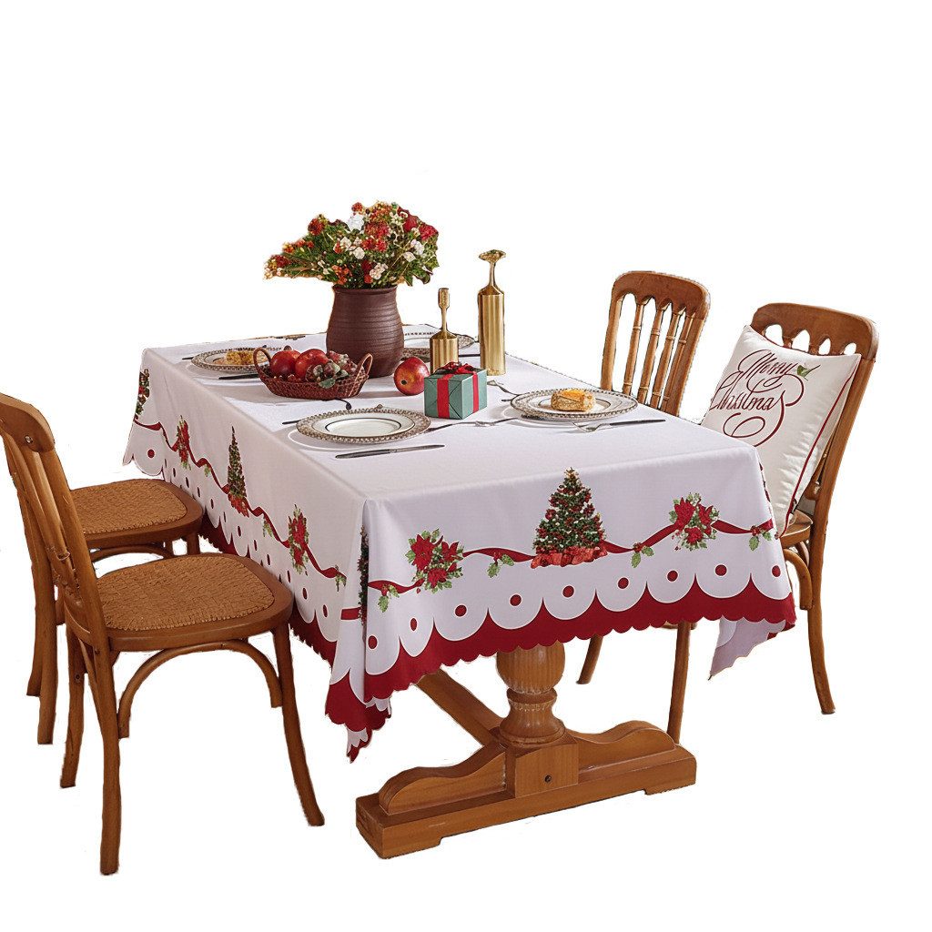 FOUORTUNATE-BEE Tischdecke Weihnachtstischdecke Festliche Deko für Esstisch & Wohnzimmer, Bedruckte Weihnachts-Tischdecke für Esstisch, Couchtisch & Festtafel