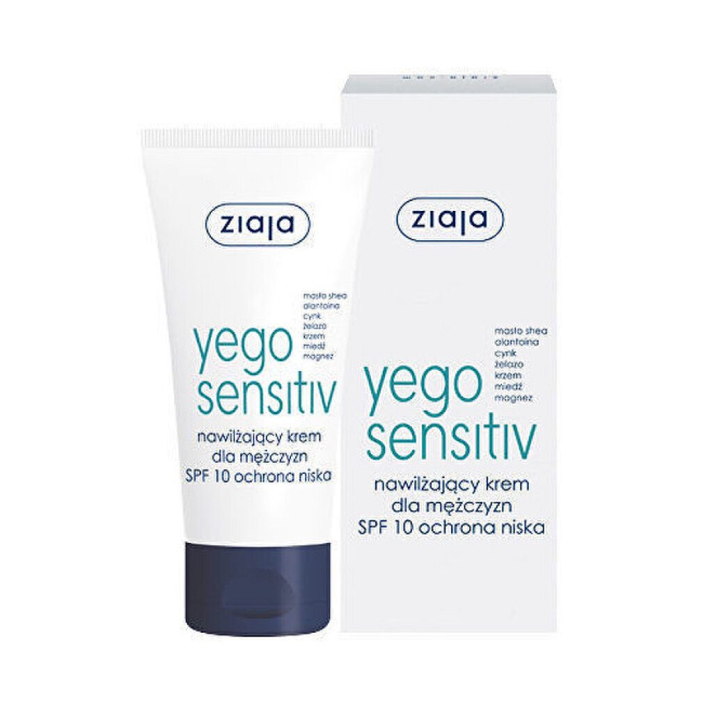 Ziaja Gesichtspflege Yego Sensitiv SPF10 Feuchtigkeitscreme für Männer Niedriger Schutz