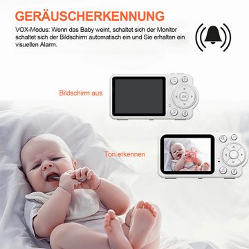 Welikera Video-Babyphone, 100 W 2600 mAh Zwei-Wege-Gegensprechanlage Bewegungserkennung