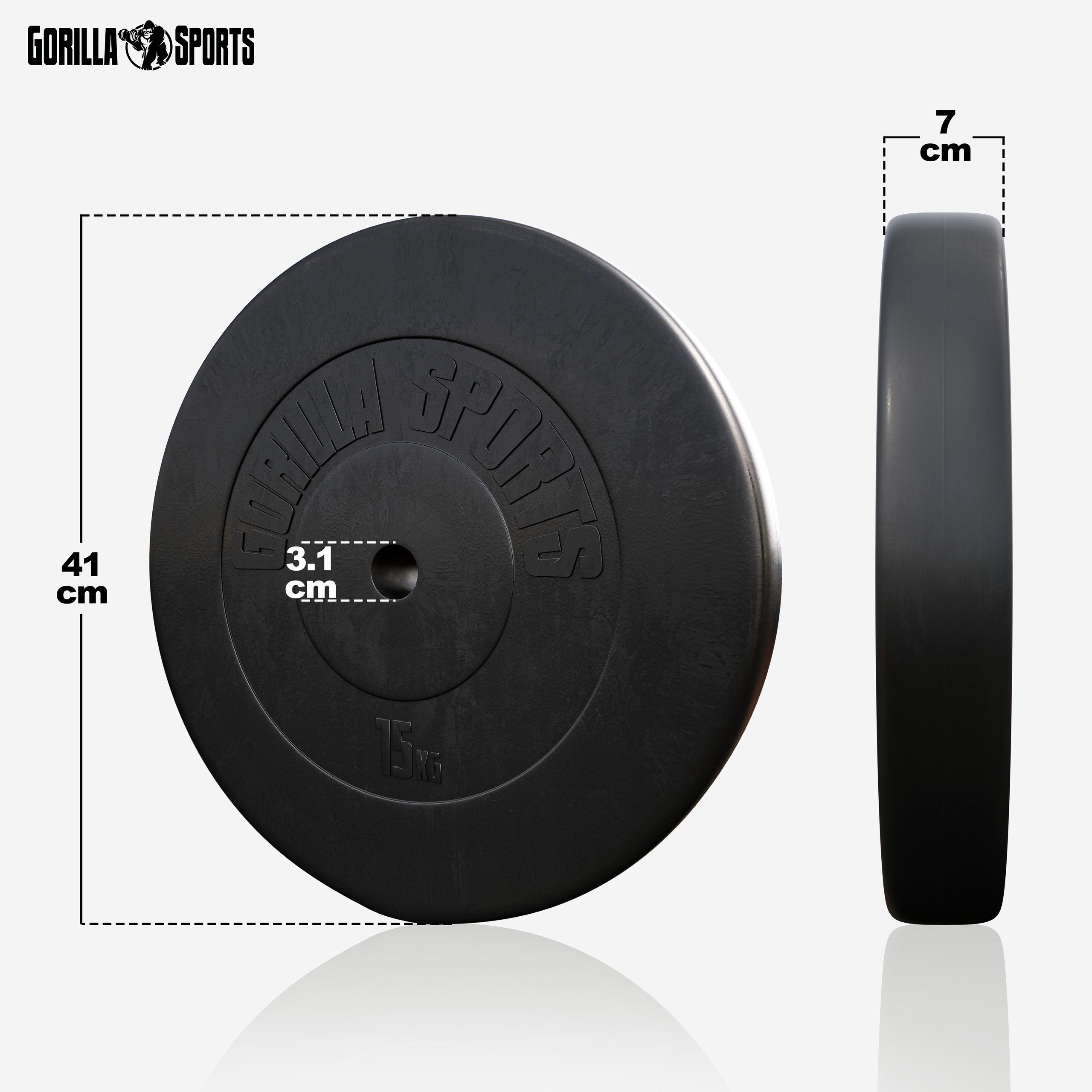 GORILLA SPORTS Hantelscheibe Hantelscheibe 30/31 mm Kunststoff 1,25-15 KG, 15 kg, (1-tlg)