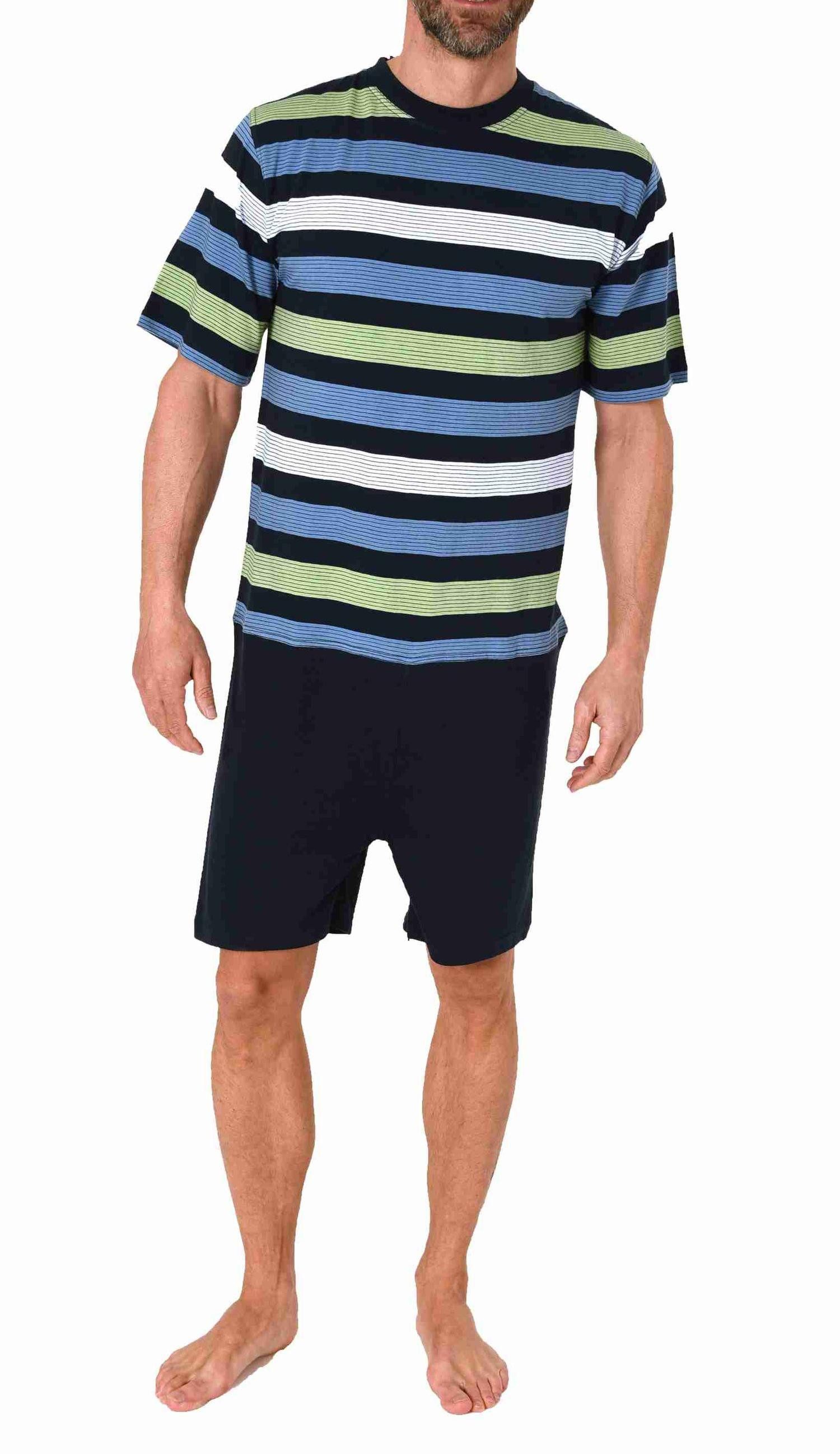Pyjama Herren Pflegeoverall kurzarm mit Reißverschluss am Rücken und Bein
