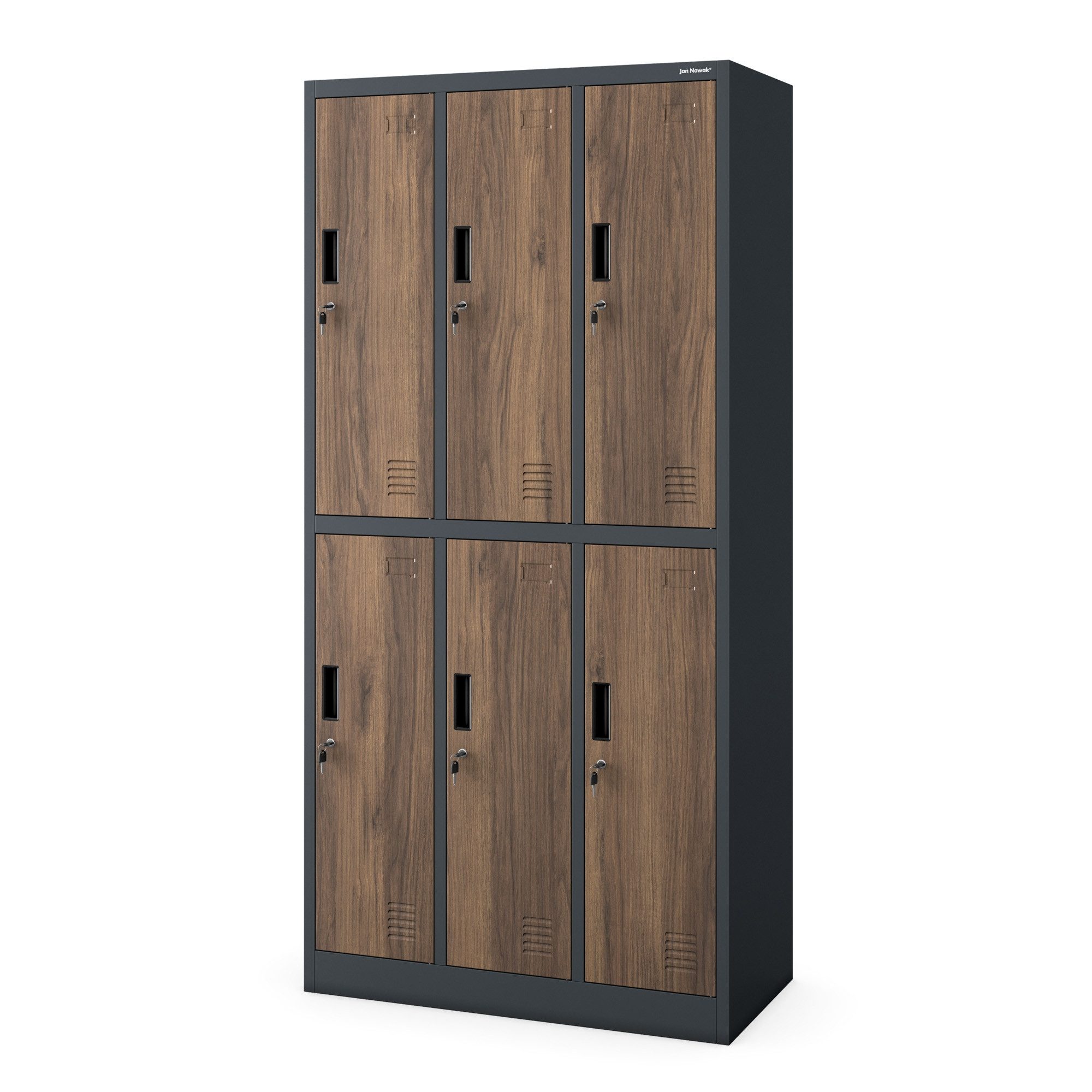 Jan Nowak Mehrzweckschrank Metall Kleiderspind 90 cm IGOR 6 Fächer abschließbar Stahl (0,6 mm 185 x 90 x 45 cm Kleiderstange Wandmontage möglich) Garderobenschrank Schloss je Fach 185 cm hoch robust 13 Farben
