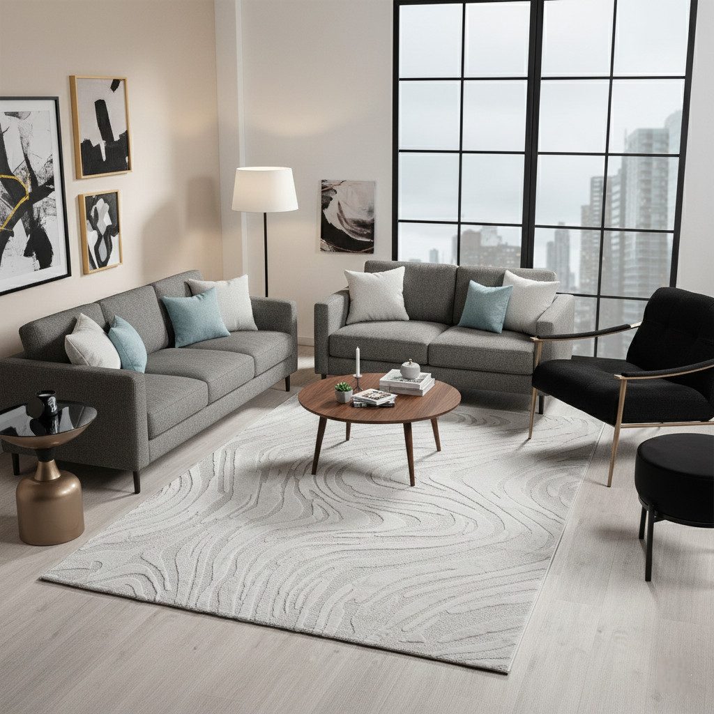 Teppich Wellenmuster, modernerer Design, dicht & weich