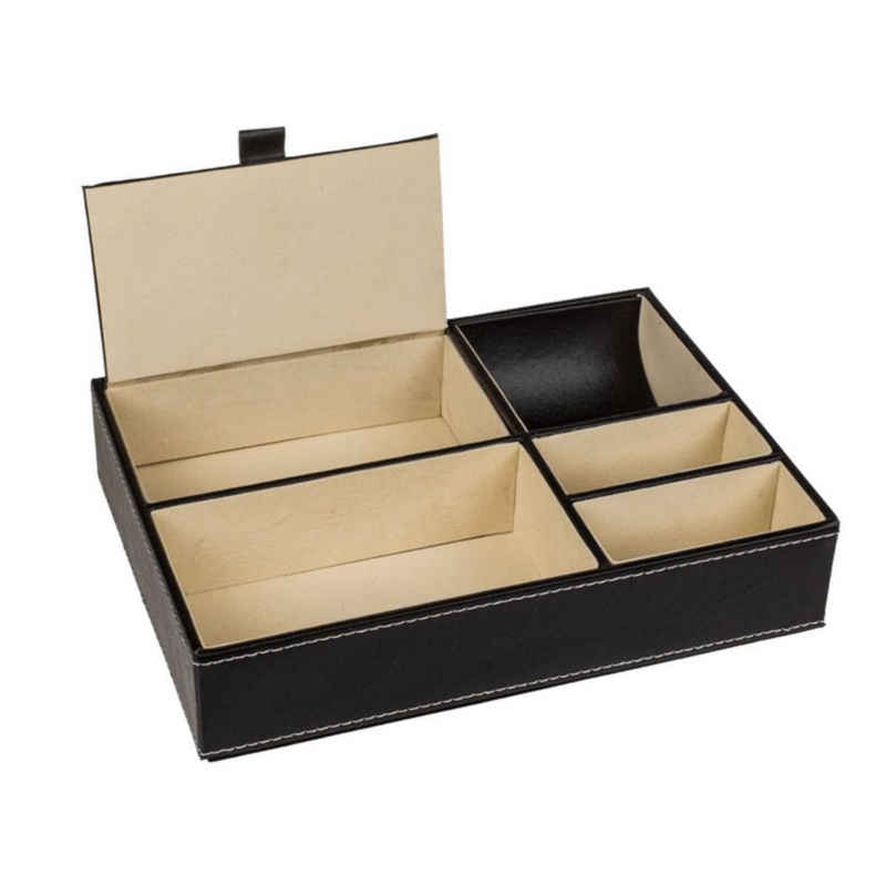 OOTB Stapelbox Utensilien-Organizer aus Kunstleder Schmuckschatulle ca. 25 x 18 cm, 5 Fächer