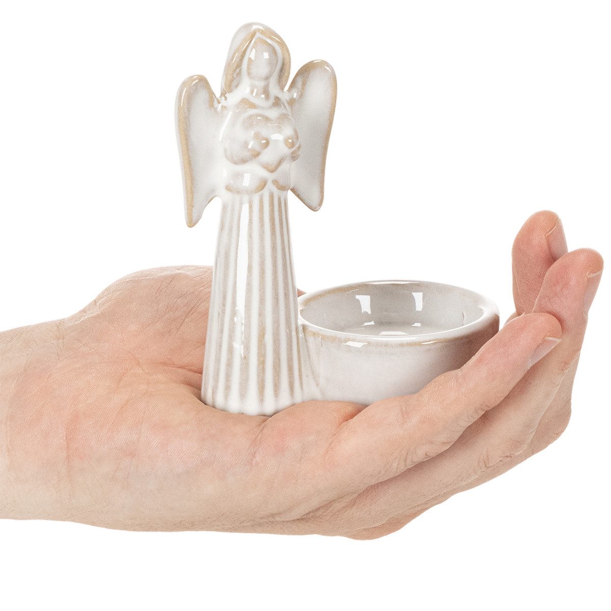 Florists Products Weihnachtsmann Engelfigur mit Schale und Teelichthalter für Besinnung und