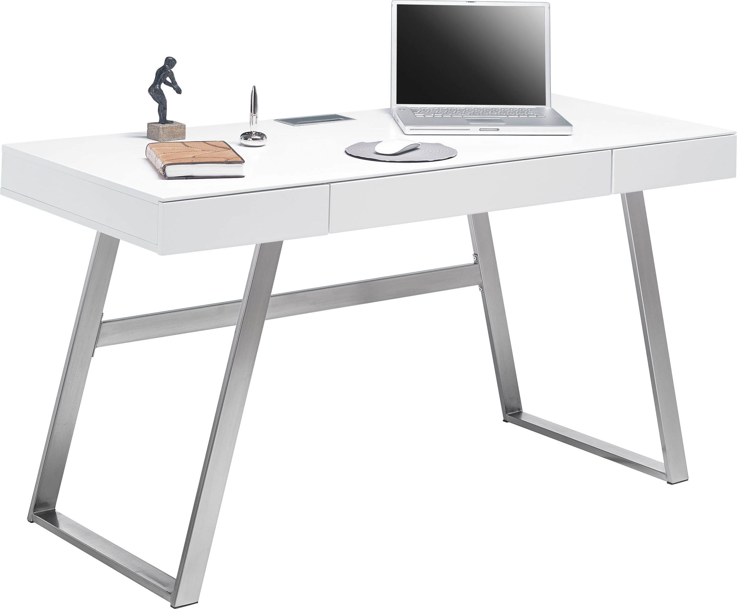 MCA furniture Schreibtisch Aspen, cm mit 140 weiß push open, matt,Schubladen Breite to