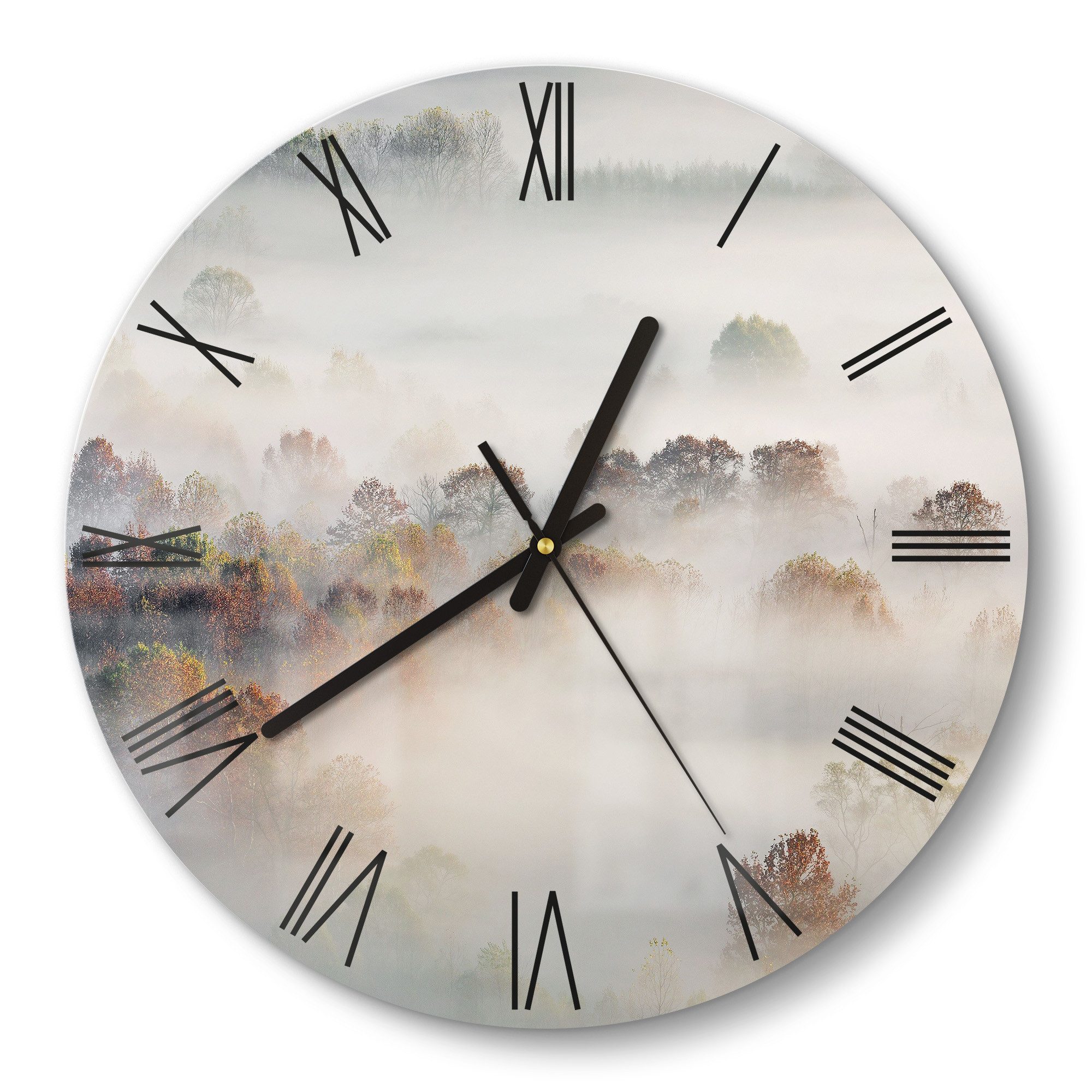 DEQORI Wanduhr 'Morgendlicher Nebelwald' (Glas Glasuhr günstig online kaufen