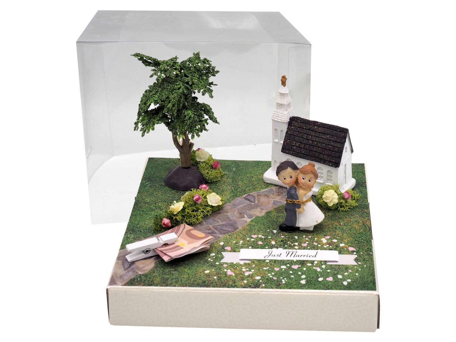 Geschenkbox Geldgeschenk Verpackung Kirche Hochzeit Geschenk Just Married