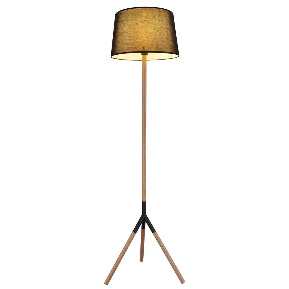 etc-shop Stehlampe, Stehlampe Standleuchte Wohnzimmerleuchte Metall Holz Schwarz H 160 cm