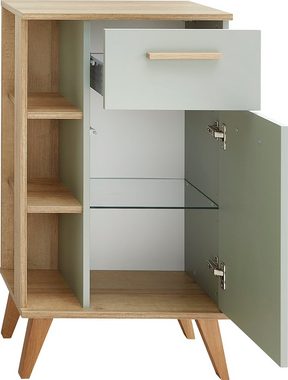 Saphir Unterschrank Quickset Badschrank mit 1 Schublade, 1 Tür, seitlichen Ablagen Badezimmer-Unterschrank inkl. Türdämpfer, 50,5 cm breit