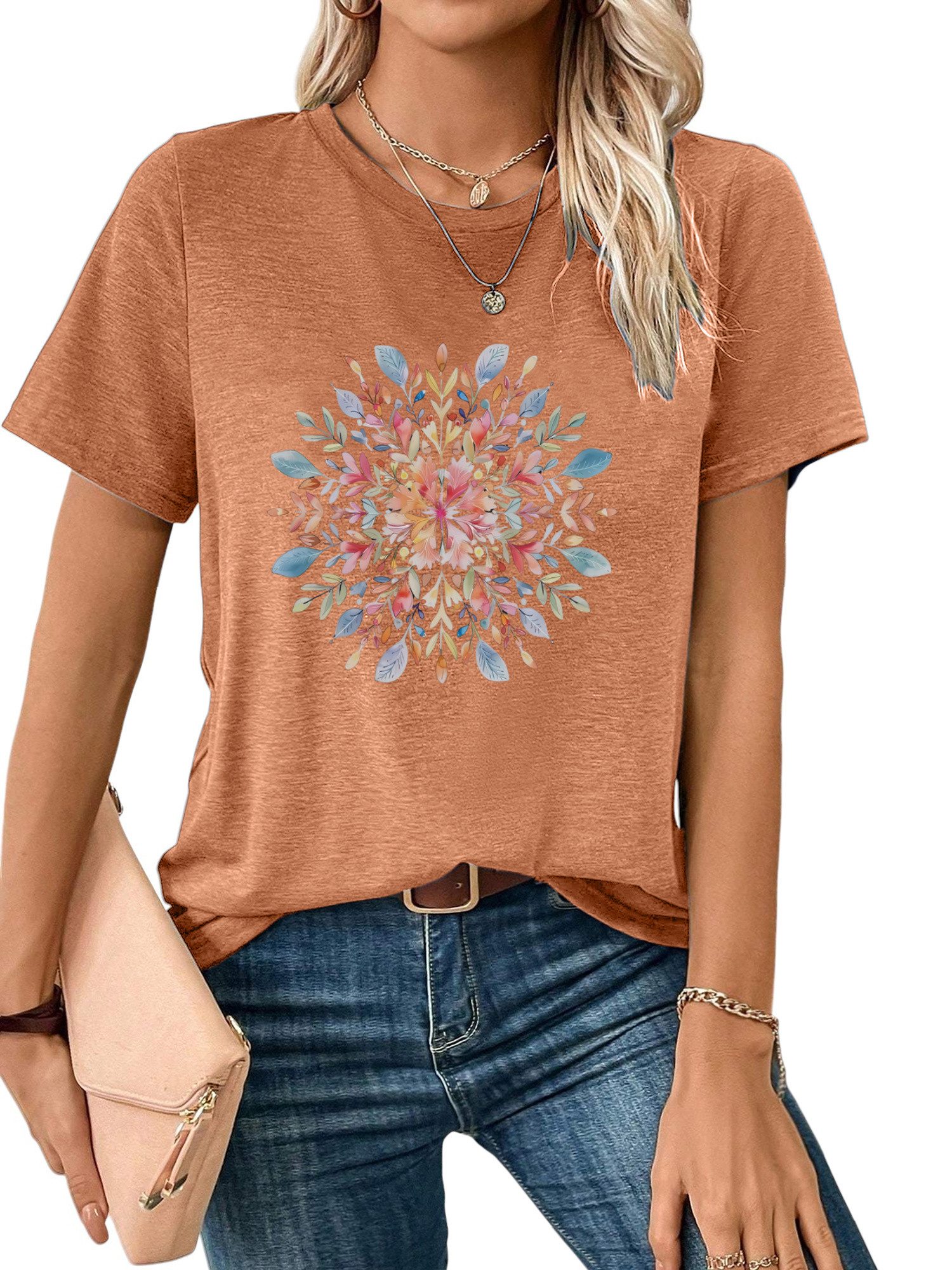 PYL Rundhalsshirt Damen bequemes Sommer Kurzarmbluse günstig online kaufen