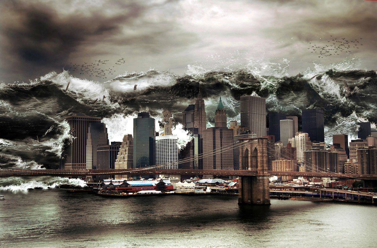 Papermoon Fototapete Tsuname vor New York