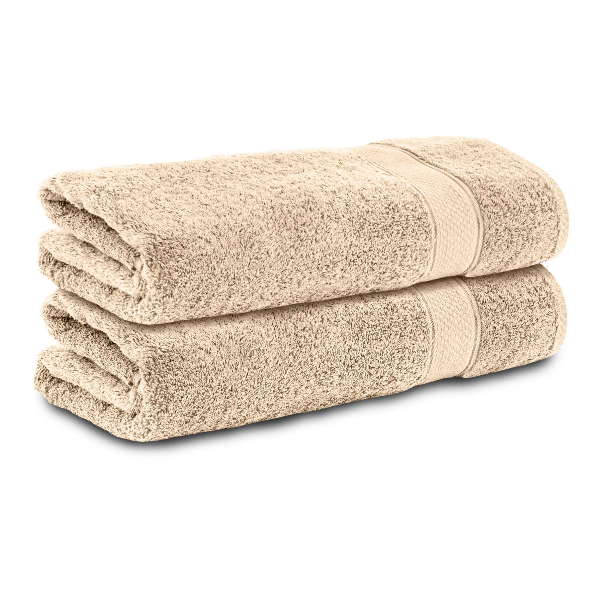 Komfortec Badetücher 100% Baumwolle, 470 g/m², Frottee (2-St), Handtücher 70x140 cm Set, Weich Beige