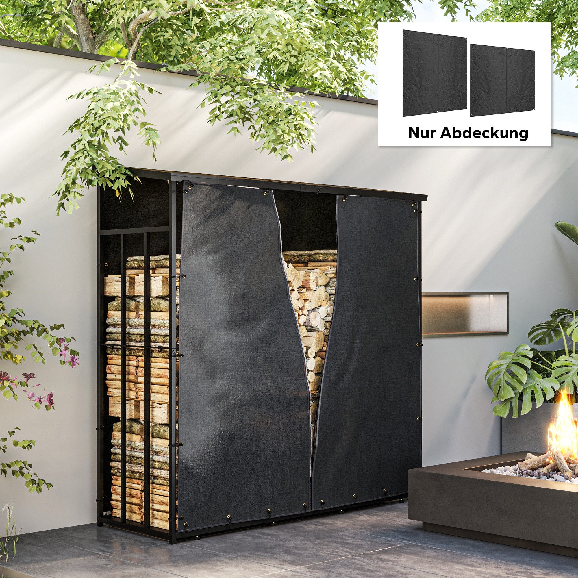 Outsunny Kaminholzregal 2er-Set, 174 cm, Wasserdicht günstig online kaufen