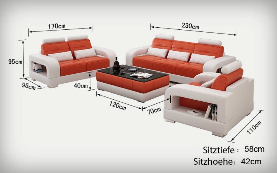 JVmoebel Sofa Moderne Leder Wohnlandschaft 3+2+1 Neu, Europe Sitzer in Braun-beige Made